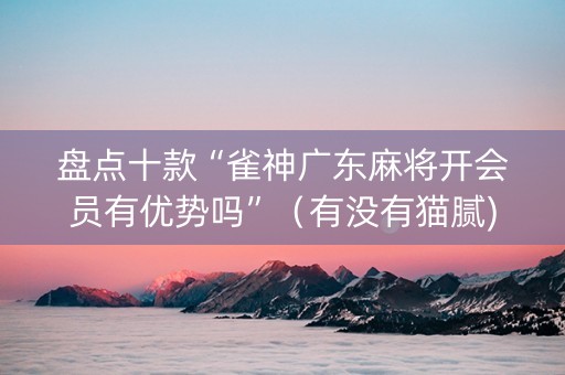 盘点十款“雀神广东麻将开会员有优势吗”（有没有猫腻)