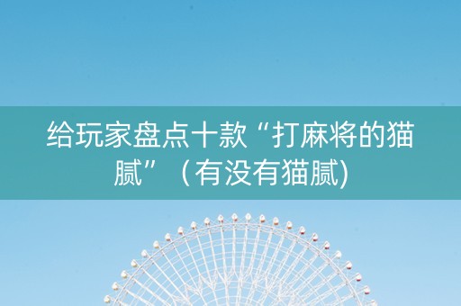 给玩家盘点十款“打麻将的猫腻”（有没有猫腻)