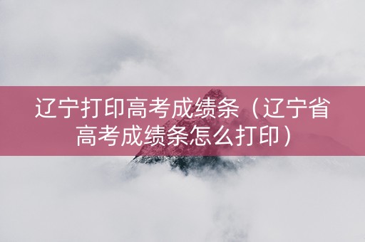 辽宁打印高考成绩条（辽宁省高考成绩条怎么打印）