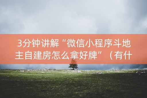 3分钟讲解“微信小程序斗地主自建房怎么拿好牌”（有什么规律)