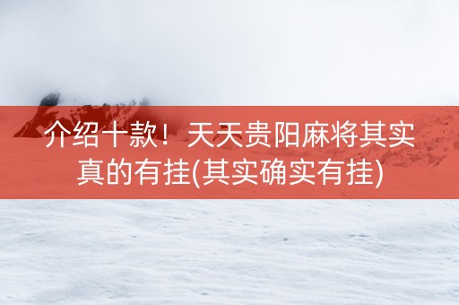 介绍十款！天天贵阳麻将其实真的有挂(其实确实有挂)