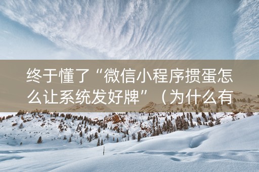 终于懂了“微信小程序掼蛋怎么让系统发好牌”（为什么有人一直赢)