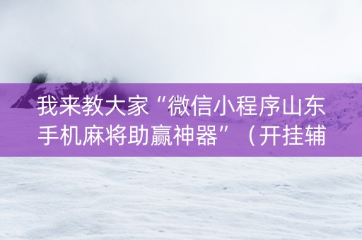 我来教大家“微信小程序山东手机麻将助赢神器”（开挂辅助脚本)