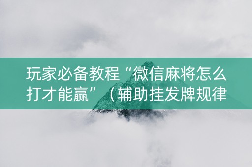 玩家必备教程“微信麻将怎么打才能赢”（辅助挂发牌规律)