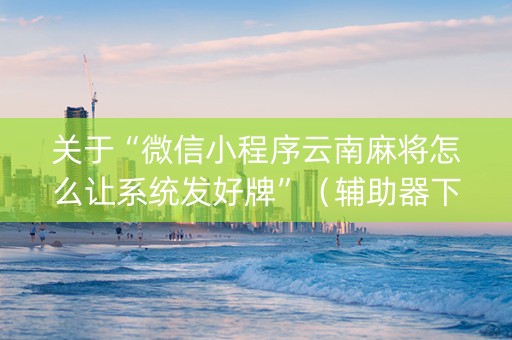 关于“微信小程序云南麻将怎么让系统发好牌”（辅助器下载)
