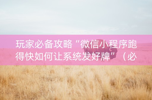 玩家必备攻略“微信小程序跑得快如何让系统发好牌”（必赢神器)