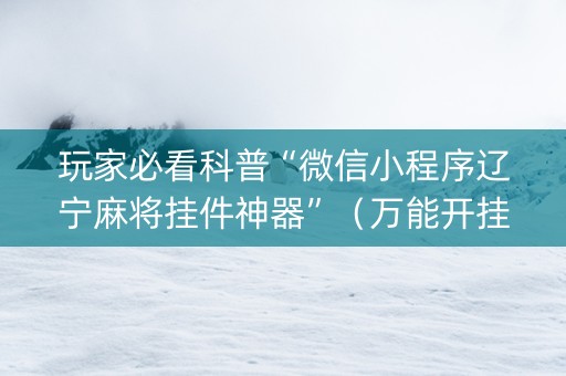 玩家必看科普“微信小程序辽宁麻将挂件神器”（万能开挂器)