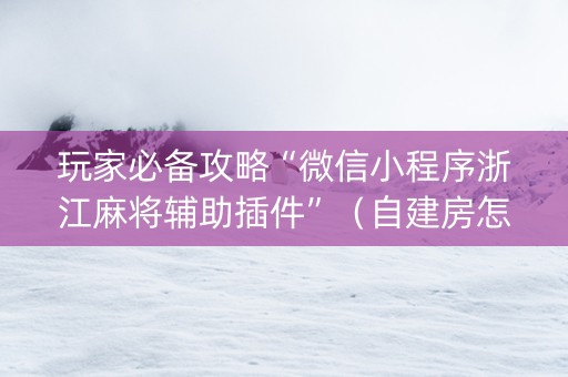玩家必备攻略“微信小程序浙江麻将辅助插件”（自建房怎么赢)