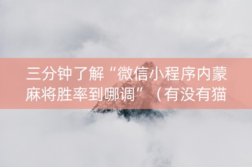 三分钟了解“微信小程序内蒙麻将胜率到哪调”（有没有猫腻)