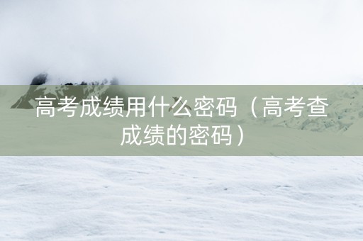 高考成绩用什么密码（高考查成绩的密码）