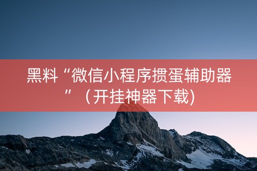 黑料“微信小程序掼蛋辅助器”（开挂神器下载)