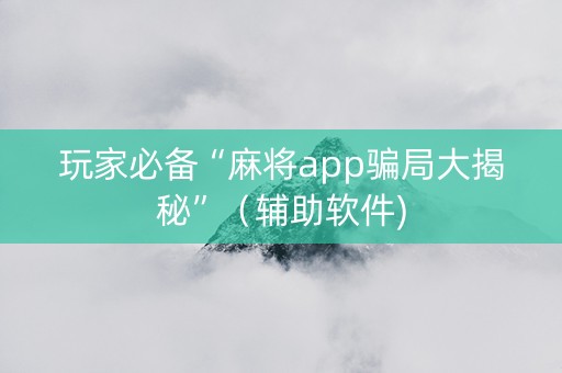 玩家必备“麻将app骗局大揭秘”（辅助软件)