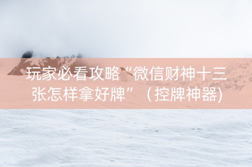 玩家必看攻略“微信财神十三张怎样拿好牌”（控牌神器)