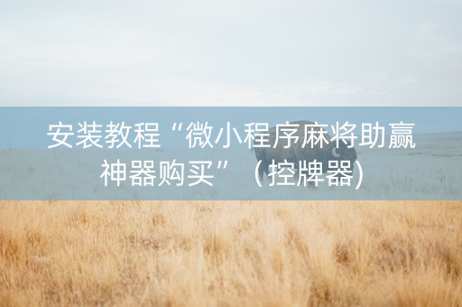 安装教程“微小程序麻将助赢神器购买”（控牌器)