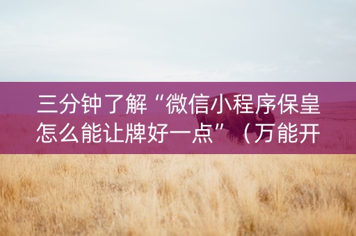 三分钟了解“微信小程序保皇怎么能让牌好一点”（万能开挂神器)