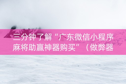 三分钟了解“广东微信小程序麻将助赢神器购买”（做弊器软件下载)