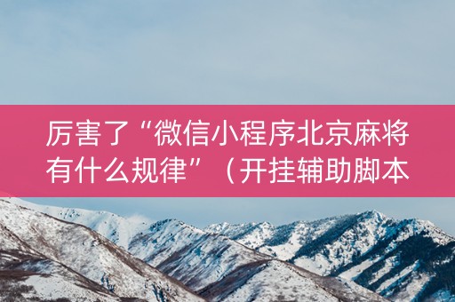 厉害了“微信小程序北京麻将有什么规律”（开挂辅助脚本)