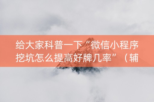 给大家科普一下“微信小程序挖坑怎么提高好牌几率”（辅助器下载)