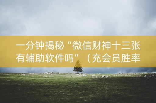 一分钟揭秘“微信财神十三张有辅助软件吗”（充会员胜率高)
