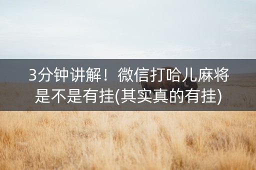 3分钟讲解！微信打哈儿麻将是不是有挂(其实真的有挂)
