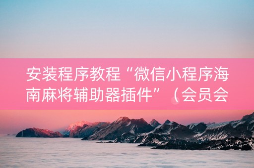 安装程序教程“微信小程序海南麻将辅助器插件”（会员会提高胜率吗)