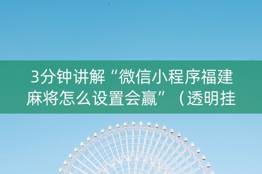 3分钟讲解“微信小程序福建麻将怎么设置会赢”（透明挂辅助器)