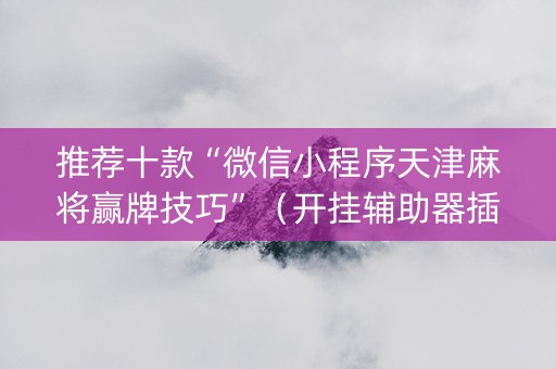 推荐十款“微信小程序天津麻将赢牌技巧”（开挂辅助器插件)