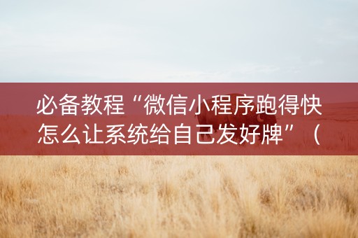 必备教程“微信小程序跑得快怎么让系统给自己发好牌”（控牌神器)