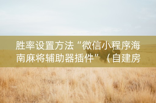 胜率设置方法“微信小程序海南麻将辅助器插件”（自建房胜负规律)