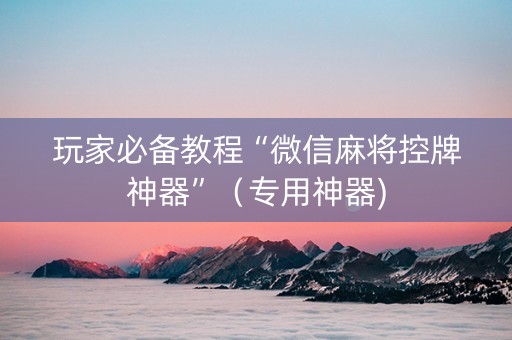 玩家必备教程“微信麻将控牌神器”（专用神器)
