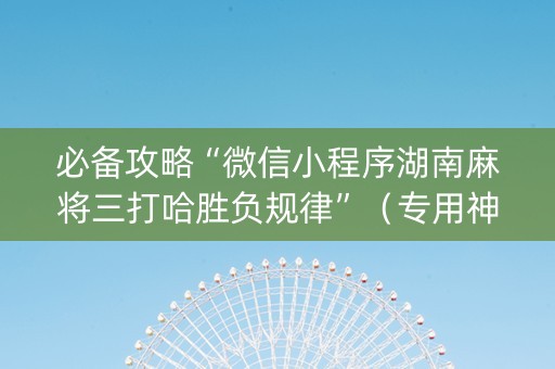 必备攻略“微信小程序湖南麻将三打哈胜负规律”（专用神器下载)