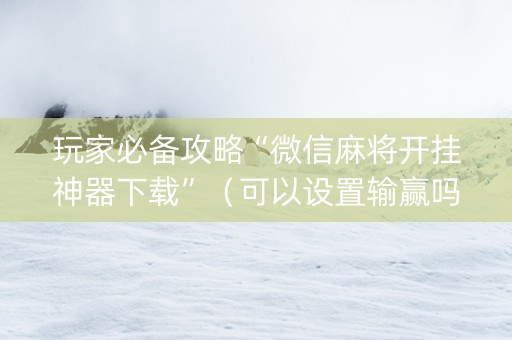 玩家必备攻略“微信麻将开挂神器下载”（可以设置输赢吗)