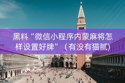 黑料“微信小程序内蒙麻将怎样设置好牌”（有没有猫腻)