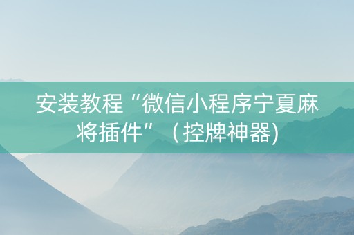 安装教程“微信小程序宁夏麻将插件”（控牌神器)