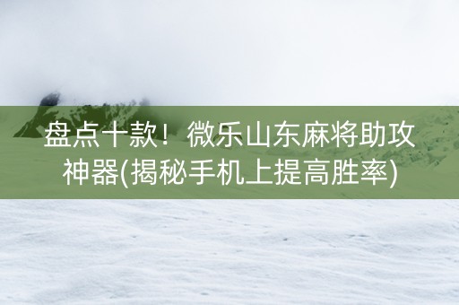 盘点十款！微乐山东麻将助攻神器(揭秘手机上提高胜率)