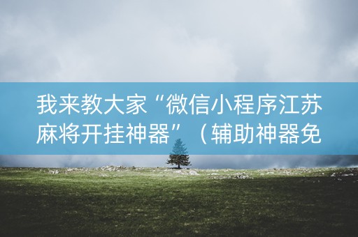 我来教大家“微信小程序江苏麻将开挂神器”（辅助神器免费)