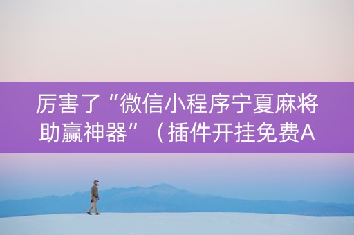 厉害了“微信小程序宁夏麻将助赢神器”（插件开挂免费AI)