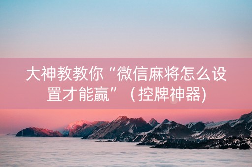 大神教教你“微信麻将怎么设置才能赢”（控牌神器)