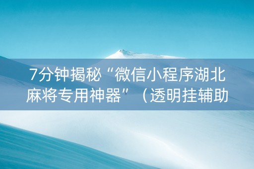 7分钟揭秘“微信小程序湖北麻将专用神器”（透明挂辅助器)
