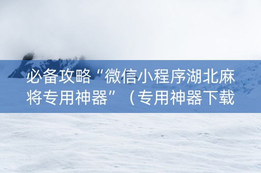 必备攻略“微信小程序湖北麻将专用神器”（专用神器下载)