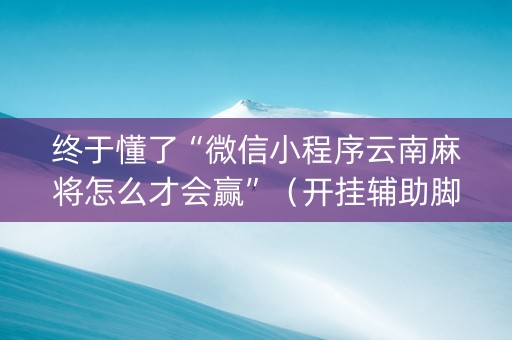 终于懂了“微信小程序云南麻将怎么才会赢”（开挂辅助脚本)