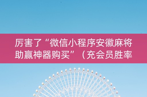 厉害了“微信小程序安徽麻将助赢神器购买”（充会员胜率高)