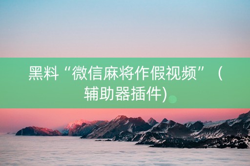黑料“微信麻将作假视频”（辅助器插件)