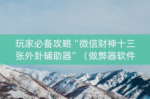 玩家必备攻略“微信财神十三张外卦辅助器”（做弊器软件下载)