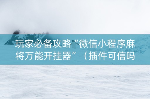 玩家必备攻略“微信小程序麻将万能开挂器”（插件可信吗)