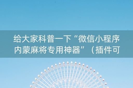 给大家科普一下“微信小程序内蒙麻将专用神器”（插件可信吗)