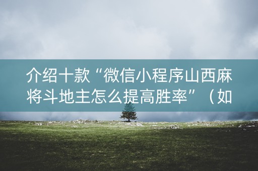 介绍十款“微信小程序山西麻将斗地主怎么提高胜率”（如何提高胜率)