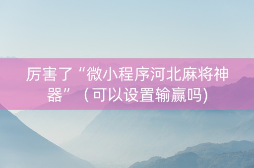 厉害了“微小程序河北麻将神器”（可以设置输赢吗)