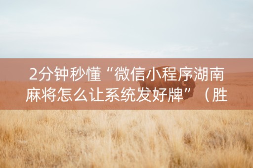 2分钟秒懂“微信小程序湖南麻将怎么让系统发好牌”（胜率到哪调)
