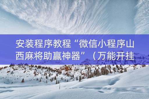 安装程序教程“微信小程序山西麻将助赢神器”（万能开挂神器)